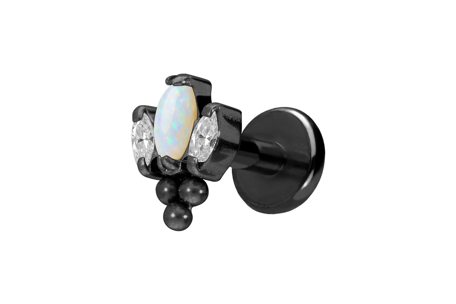 Titan Labret Piercing mit Push Fit LOTUSBLÜTE + 3 KUGELN